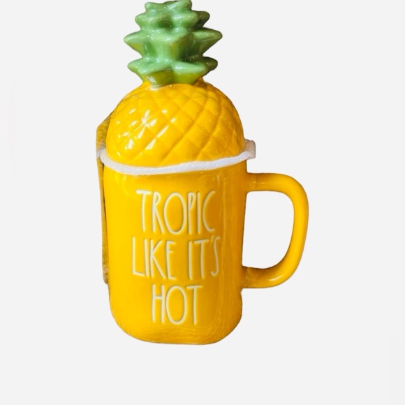 🍍☀️RAE DUNN Tropic Like It’s Hot Pineapple Ceramic Mug With Lid - Picture 2 of 5